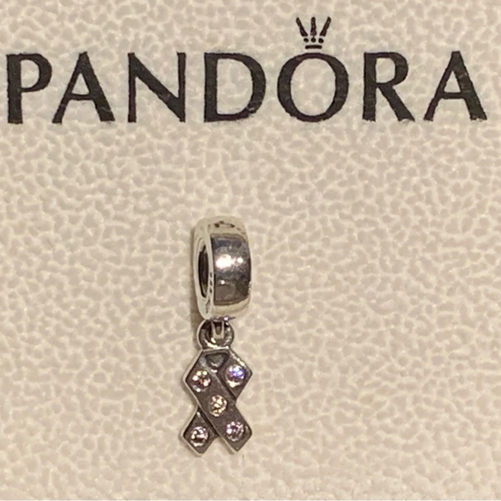 Authentic PANDORA Sterling Silver Breast Cancer Awareness Ribbon Dangle